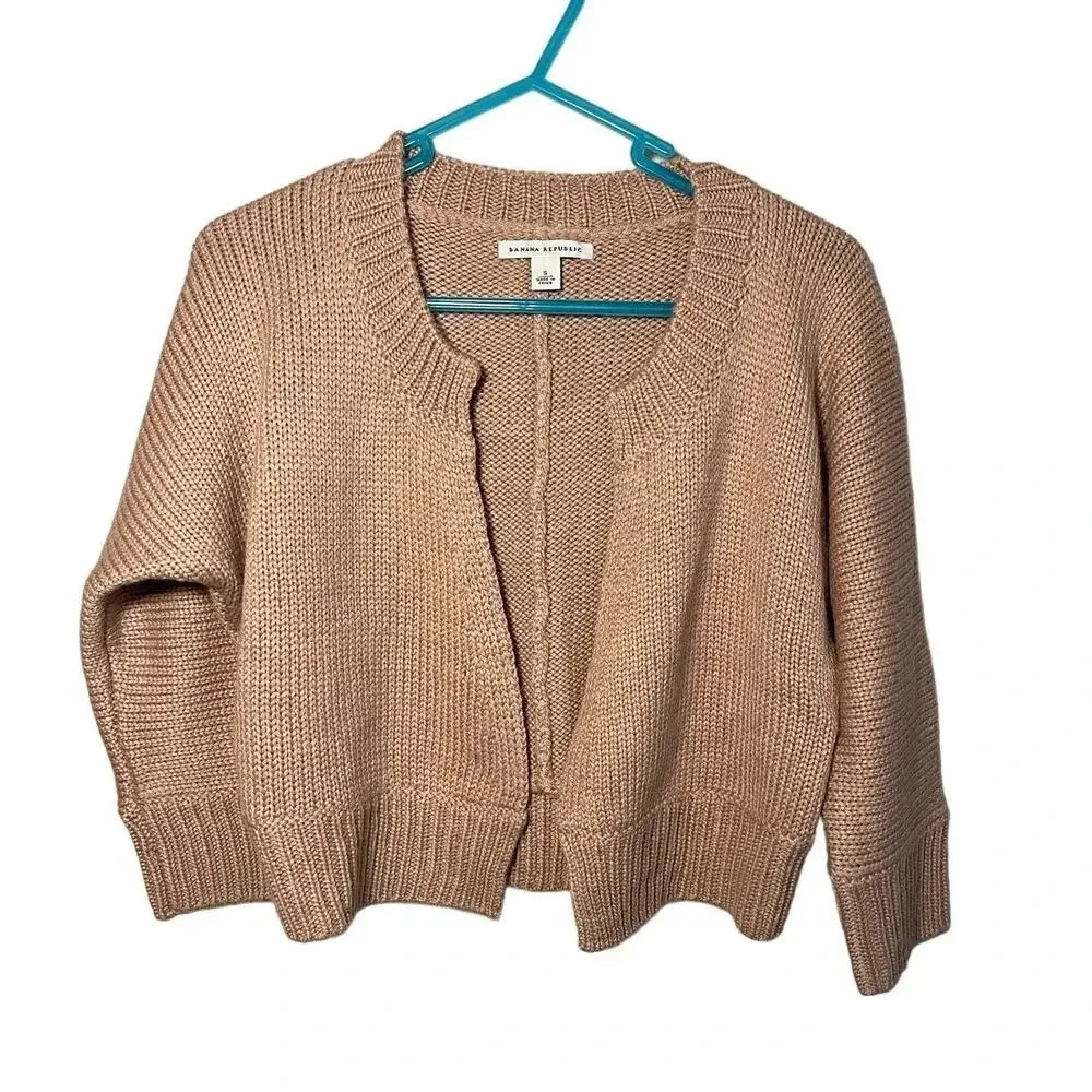 Banana Republic Open Front 3/4 Sleeve Wool Blend Pink Cardigan Women's Size S